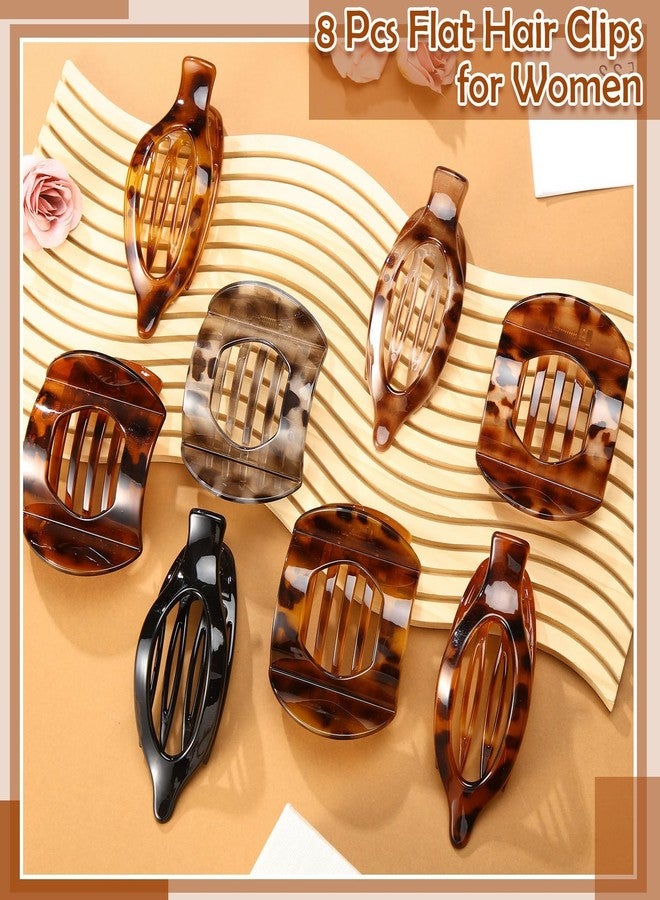 ProSuites 8 Pcs Flat Hair Clips for Women, 2 Styles French Flat Claw Clips for Women, Large Strong Hold Hair Claw Clips For Thick Thin Hair(Tortoiseshell) - Image 5